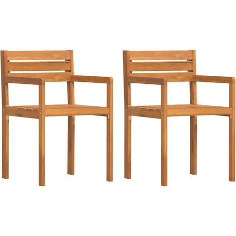 Deux chaises de jardin, mesurant 50x53x80 cm, en bois d'acacia massif. (1/5)