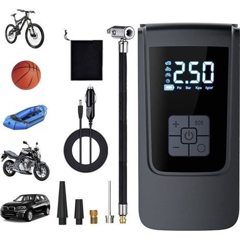 KLVGTIFS PUCompresseur d'air,Mini Pompe de pneu portable, Écran LCD et Lampe LED avec 4 Modes Gonfleur Electrique pour Voiture,Moto ect (1/5)