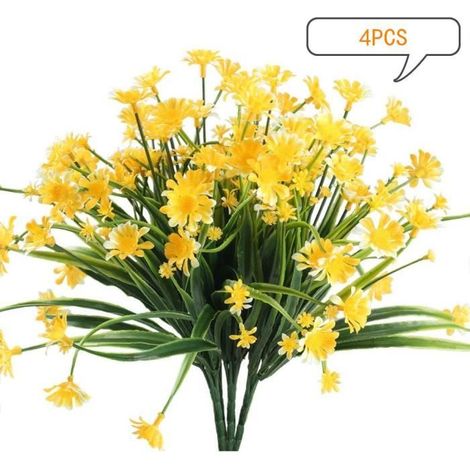 Fleurs de marguerite artificielle, 4 PCS Faux Marguerite Verdure Bush Faux Plastique Arbustes Jardin Porche Fenêtre Maison Cuisine (1/3)