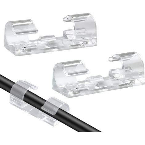 100 selbstklebende Kabelmanagement-Clips, selbstklebende Kabelorganisatoren für Fernseher, Computer, Laptops, Ethernet-Kabel, Desktop-Computer, Home-Offices (transparent)