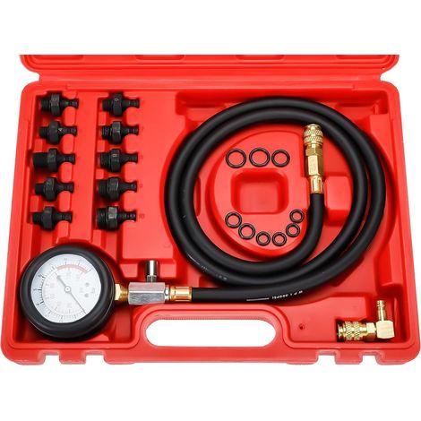 Oil Pressure Gauge Kit 140PSI 10 Bar Oil Pressure Tester Oil Pressure Gauge Meter Oil Pressure Meter with Adapters for Cars, Trucks (1/5)