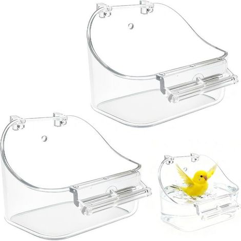 Bardusch - Lot de 2 Baignoire à Oiseaux Suspendue Bain d'oiseau pour Cage Baignoires pour Perroquets Oiseaux Baignoire Transparente à Suspendre Outil Suspendu Baignoires pour Petit Oiseau Perroquet My (1/5)