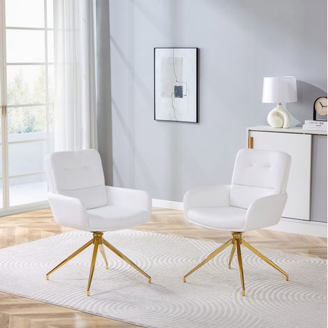 Set de 2 sillas giratorias comedor PU blanco OKMYHOME (1/5)