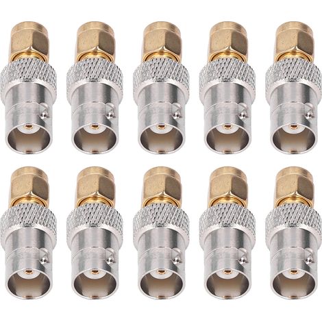 Adaptateur RF Coaxial BNC Femelle vers SMA Mâle, Kit de 10 Connecteurs Ligne Coax, Ensemble de Raccords pour Antenne (1/5)
