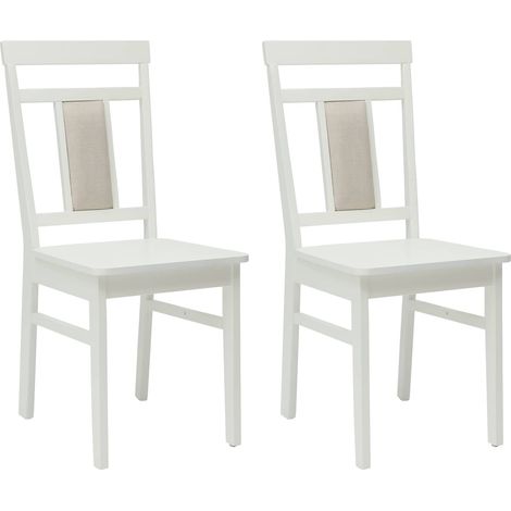 Chaise de salle à manger Chaise de cuisine 2 pcs Blanc Bois de Caoutchouc Massif (1/5)