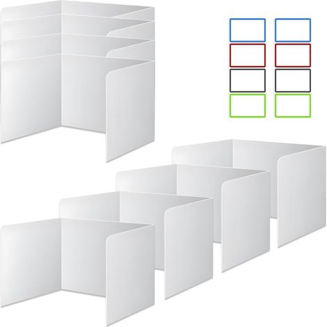 Lot de 8 séparateurs de bureau - Brise-vue - Pliable - Pour bureau d'apprentissage primaire - Portable - 8 étiquettes - Cloison en forme de U - Pour l'école, le bureau, l'école primaire - Blanc (1/5)
