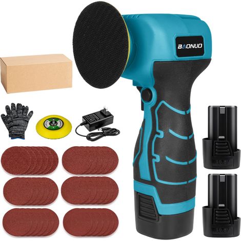 Ensemble d'entretien auto Makita Bleu - 2 batteries et 1 chargeur inclus - Polisseuse miniature compacte sans fil pour cire, rouille, bois, lustrage automobile polyvalent (1/2)