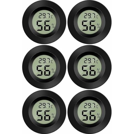 (6 Stück) Mini-Digital-LCD-Thermometer-Hygrometer Temperatur- und Feuchtigkeitsanzeige -50-70℃ 10%-99% RH Tragbares Thermometer-Thermometer-Hygrometer-Anzeige