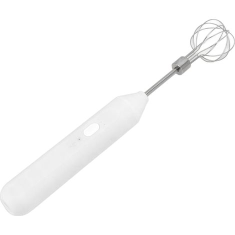 Batteur électrique à main, trois vitesses, alimenté par piles, mousseur à lait portatif pour la pâtisserie maison, blanc (1/5)