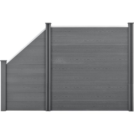 Recinzione frangivista quadratica e obliqua in legno composito (WPC) 183 x 277 cm grigio 030001458