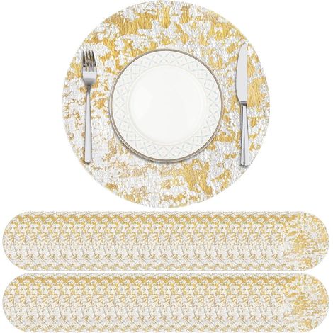 30 sets de table ronds avec dorure à chaud et tulle scintillant, parfaits pour les repas, les mariages, les fêtes et la décoration. 33 cm x 33 cm (1/5)