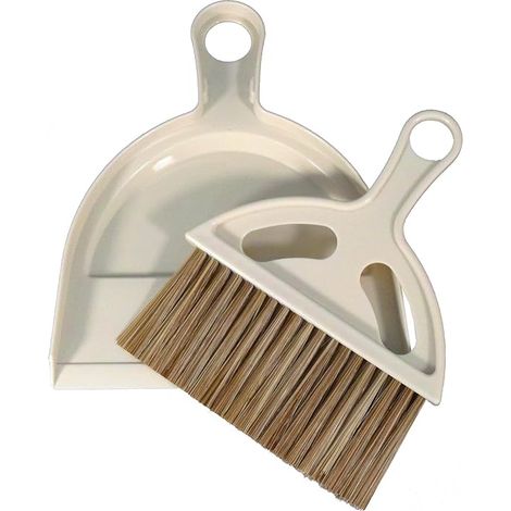 Mini escoba y cubo de basura - Juego de escoba de mano con cubo de basura - Herramienta de limpieza portátil para el hogar - Ideal para oficinas, encimeras, sofás, cocinas, escritorios, etc. (Blanco r