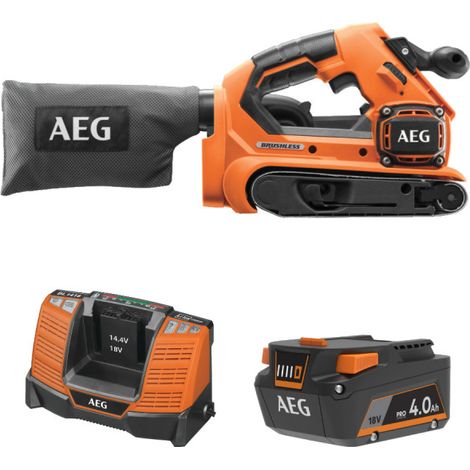 Pack AEG 18V - Levigatrice a nastro senza spazzola 75mm - Batteria 4.0 Ah - Caricatore