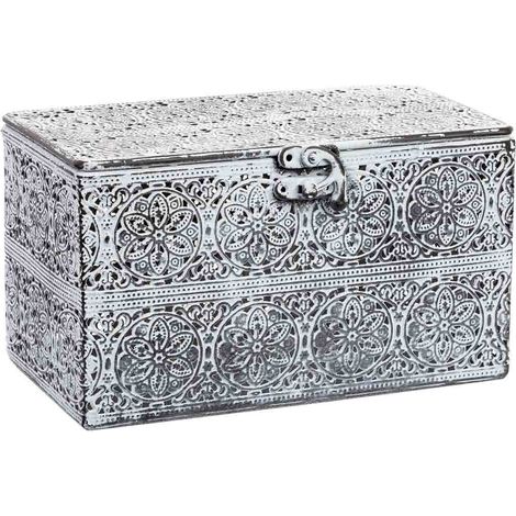 Caja de metal blanca 20.5x12.5x11.5h cm