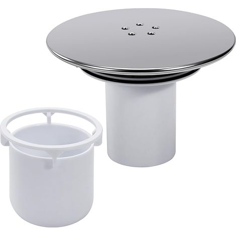 Bonde de Douche 90 mm/115mm Remplacement de Couvercle de Siphon Douche Couvercle de Vidange de Douche à Haut Débit Couvercle de Prise de Douche Chromé pour Salle de Bain Base Blanche (1/5)