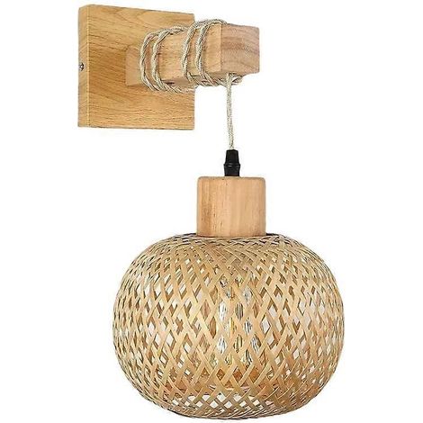 Retro-Wandleuchte aus Bambus mit E27-Fassung für Nachttisch, Wohnzimmer, Küche, Loft, Innenbeleuchtung. (1/5)