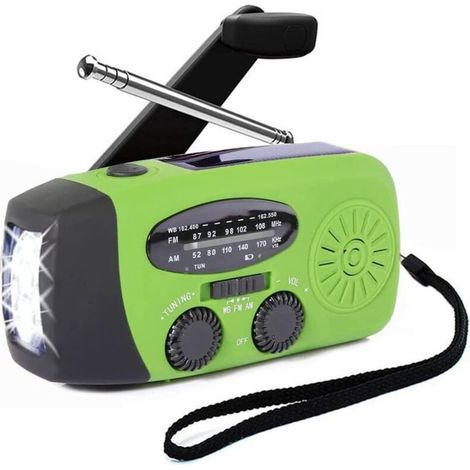 Solar radio, AM/FM/NOAA, mini portable radio, USB input, rechargeable, with LED flashlight and SOS alarm, for camping, survival, travel