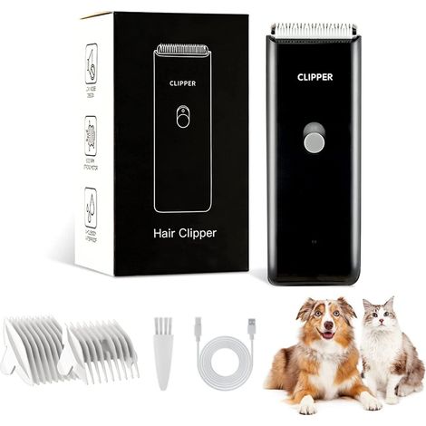 Kit de toilettage professionnel pour chat,Kit de toilettage professionnel pour poils d'animaux de compagnie,Tondeuse pour chien à faible bruit,Rechargeable et sans fil,Pour chiot, lapin, chat,Noir (1/5)