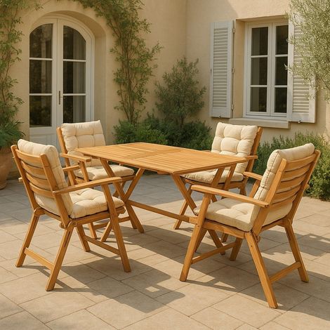Garten-Lounge-Set Sangano, Outdoor-Sitzgruppe für 4 Personen, Weiß (1/5)