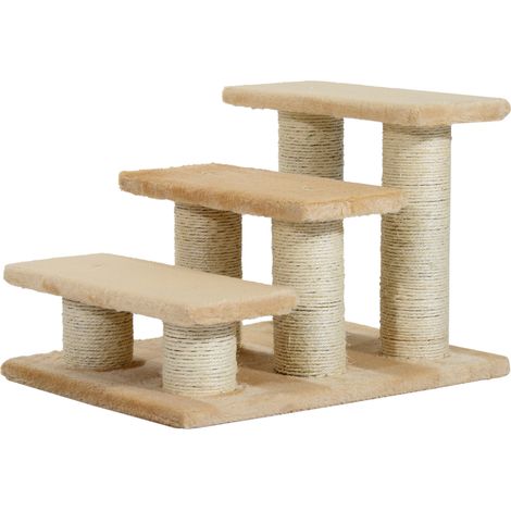 Escalier pour chien , 3 marches, 34 cm de hauteur, pliable, pour chats et chiens, rampe d'accès pour lit, canapé, fauteuil, couleur crème