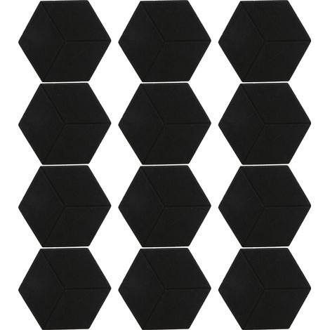 12 panneaux acoustiques hexagonaux biseautés, mousse insonorisante pour studio d'enregistrement, noir (1/5)