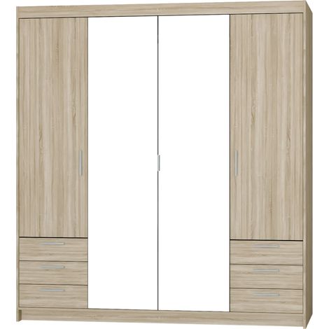 AX LIVING Kleiderschrank mit Spiegel Sonoma Eiche Storicos 4T6S 176,3