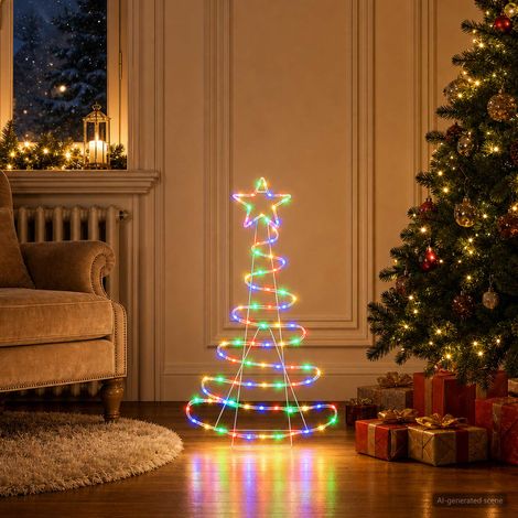 vidaXL Cartel LED de árbol de Navidad LOVIISA 100 LED Multicolor (1/5)