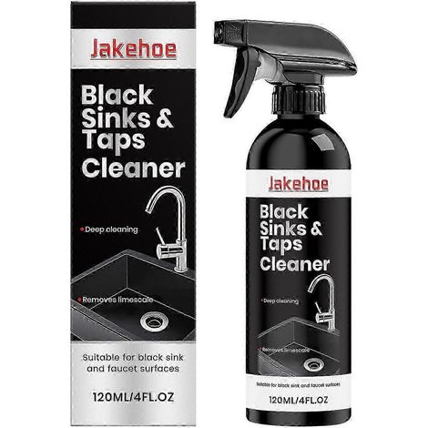 1 pièceNettoyant pour éviers et robinets noirs (1 à 3 pièces) - Élimine les taches de calcaire et le tartre, nettoyage en profondeur des surfaces noires mates, 120 ml (1/5)