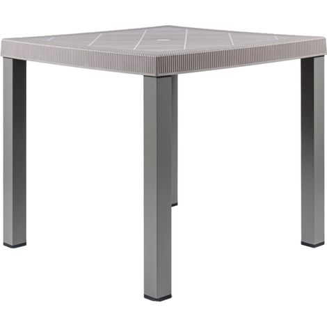 tavolo da esterno "brio" in polipropilene e alluminio taupe 82x82x73 cm (1/3)