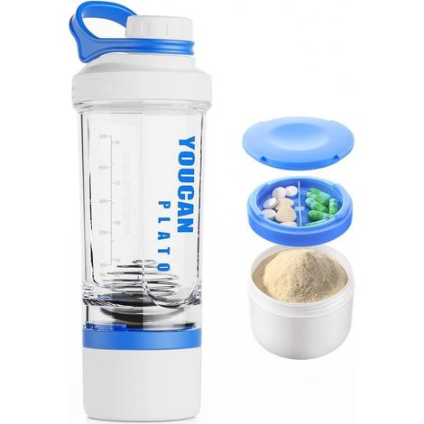 PLATO Protein Shaker 620ML Blau Tritan Fitness Becher Power Shaker Becher (1/5)