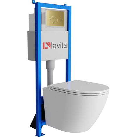 Bâti-support Lavita LAV 101 à 40 cm + WC Sofi One sans bord + plaque de commande LAV 200.4.5 d'orée Kit complet WC (1/5)