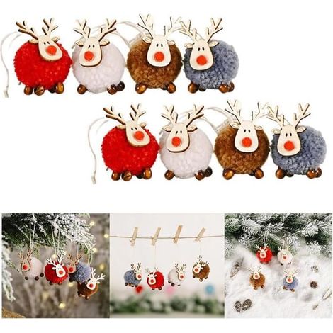 Décoration de Noël : 8 pendentifs en bois pour sapin, ornements pour arbre de Noël, cadeau déco maison. (1/5)
