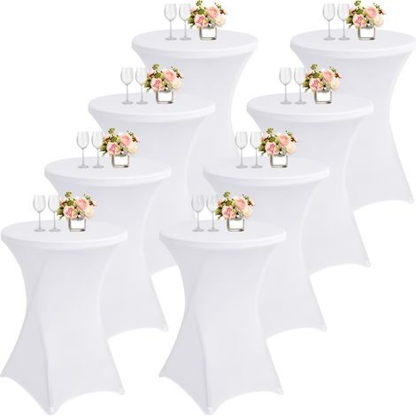 Lot de 8 housses de table debout extensibles en élasthanne, 80 cm, pour table ronde, mariage, fête d'anniversaire, banquet, bar, comptoir (1/5)