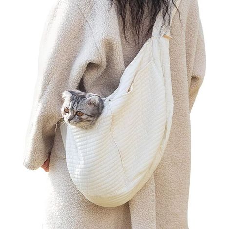 Sac Bandoulière pour Chien et Chat,Sac Transport Portable Mains Libres pour Animaux de Compagnie à Bandoulière Large et Respirant, Adapté aux Petits Chiens et Chats (1/5)