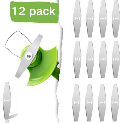 12PCS Lawn Mower Replacement Blades Compatible Electric Lawn Mower Blades String Trimmer Replacement Blades Replacement Blade Lawn Mower Accessories (Silver) (1/4)
