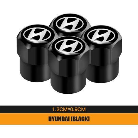 (Noir B) 4 bouchons de valve de pneu en métal pour voiture, compatibles avec I30, I20, IX35, I40, Tucson, Getz, Sonata, Veloster, Elantra, Solaris, Creta, Accent et Santa Fe (1/5)