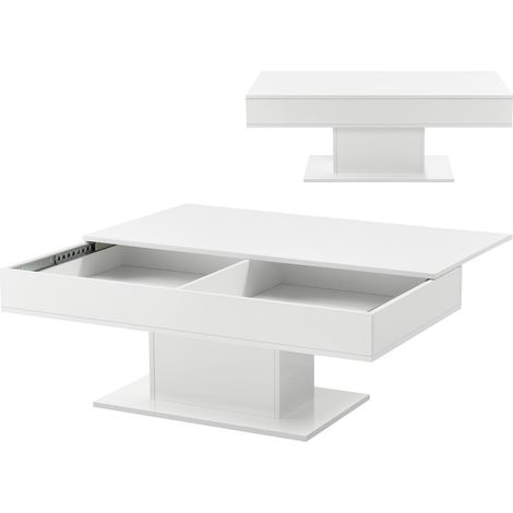 Mesita de salón con 2 espacios de almacenamiento interiores 40 x 110 x 60 cm blanco 030006145