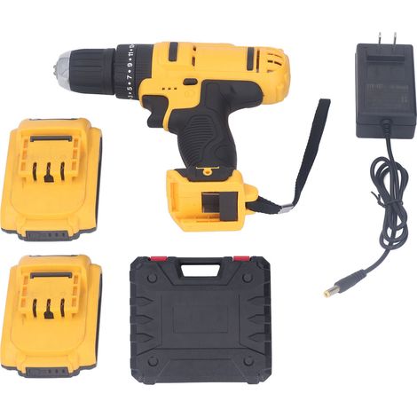Mini Perceuse Sans Fil Lithium Brushless 2 Batteries Chargeur 3/8in Mandrin 2 Vitesses Variables pour Bois Métal AC100-240V Fiche US (1/5)