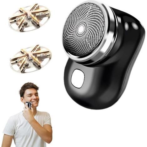 Rasoir Electriques Hommes, Mini Rasoir Electrique Portable Rechargeable, Tondeuse Barbe Homme, Mini Rasoir de Voyage avec 3 (1/4)