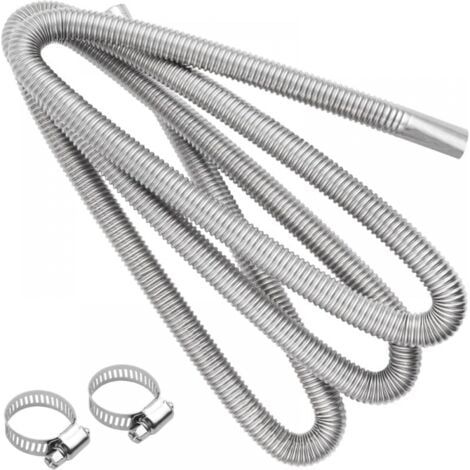 Flexible Pour Echappement 300 cm,Voiture Tuyau d'Echappement, Tuyau d'Échappement de Chauffage de Voiture, Tuyau d'Évent de Gaz Diesel Avec Deux Pinces En Acier Inoxydable (1/5)