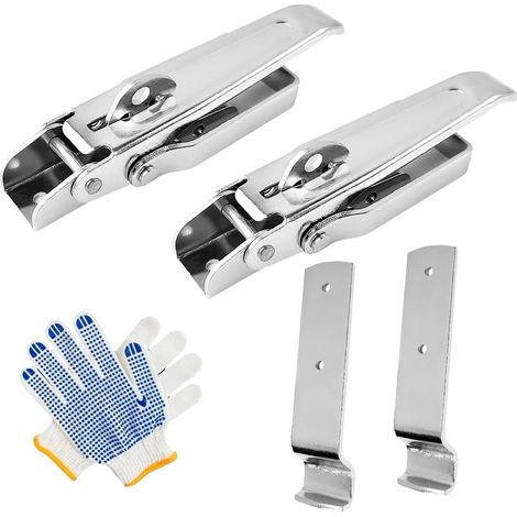 2 pièces fermeture remorque, fermeture à tension 210 mm avec gants, accessoires pour remorques de voitures particulières, fermeture rapide pour coffres de camping-cars, remorques et SUV (Silver) (1/5)