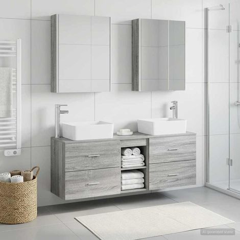 vidaXL Juego de muebles de baño 5 uds. Sonoma gris (1/5)