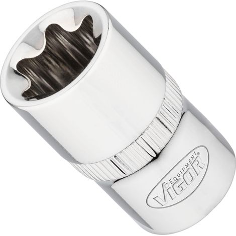 VIGOR Steckschlüsseleinsatz, 1/2 (12,5 mm) Vierkant hohl, Außen TORX Profil, SW E20 (1/2)