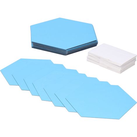 Stickers muraux effet miroir, hexagonaux amovibles, argentés, 18 x 16 x 9,2 cm (234 stickers), lot de 32. (1/5)