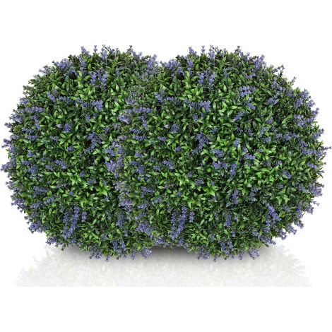 Set da 2 piante artificiali di lavanda, altezza 42 cm, palla decorativa viola e verde per interni, ufficio, ingresso o esterni – fiori realistici, senza manutenzione, ideale per la decorazione della c