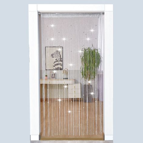 Rideau de porte perlé blanc 100x200cm, voilage anti-mouches pour porte, fenêtre, cloison, panneau mural, tenture salon (1/5)