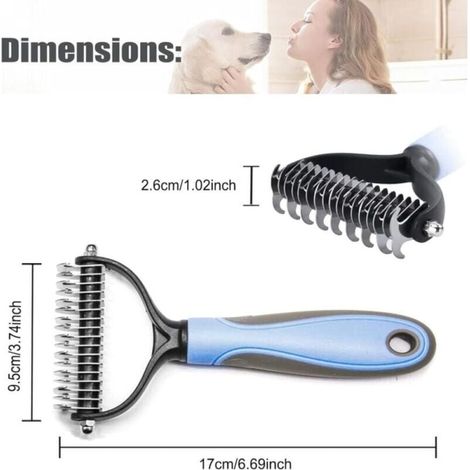 Brosse Chien Brosse Chat,Râteau de Toilettage pour Chien, Peigne Déméloir Chien et Brosse Chien Poil Long, Râteau de Toilettage pour Chien et Chat enlever le Sous-poil des Animaux de Compagnie (1/4)