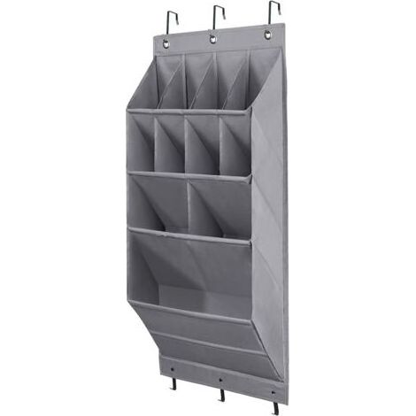 Organisateur de chaussures à suspendre à la porte, avec grand compartiment, support mural pour placard, organisateur de porte à 11 compartiments, gris, lot de 1 (1/5)