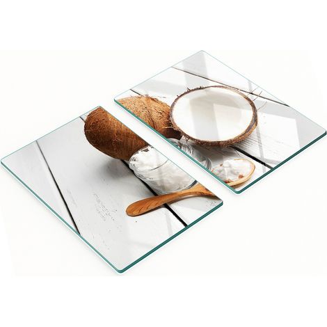 Taglieri da cucina in vetro con grafica, olio di cocco, 2x40x52 cm (1/5)