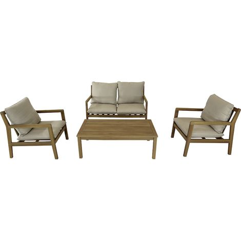 PROLOISIRS Salon bas - PAYA - Acacia FSC 100% - 2 fauteuils + 1 canapé + 1 table basse